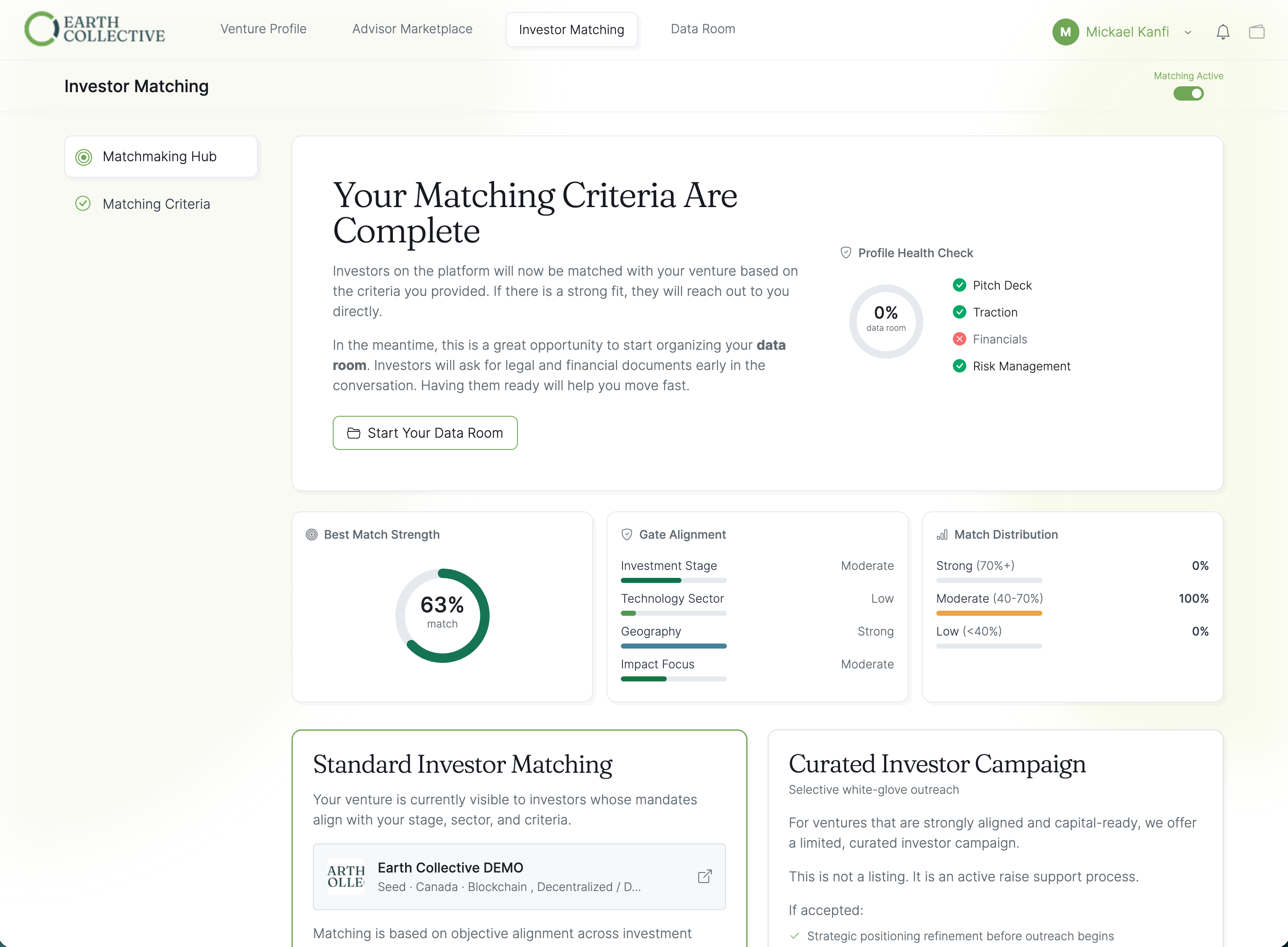 Get matched to investors